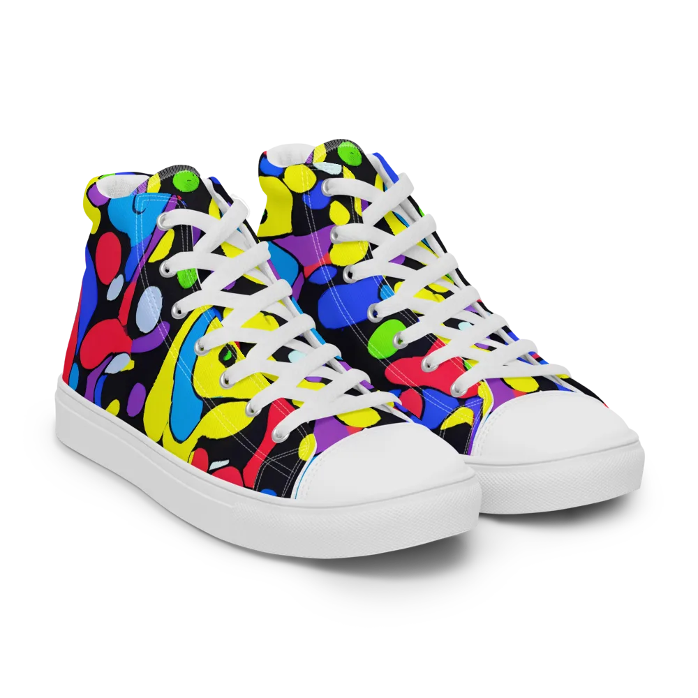 Miró's Mosaic on Men's High Top Canvas Shoes — Right Front