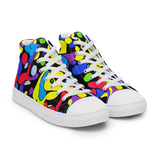 Miró's Mosaic on a Men's High Top Canvas Shoes