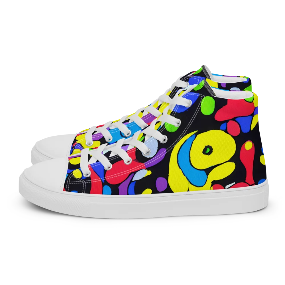 Miró's Mosaic on Men's High Top Canvas Shoes — Left