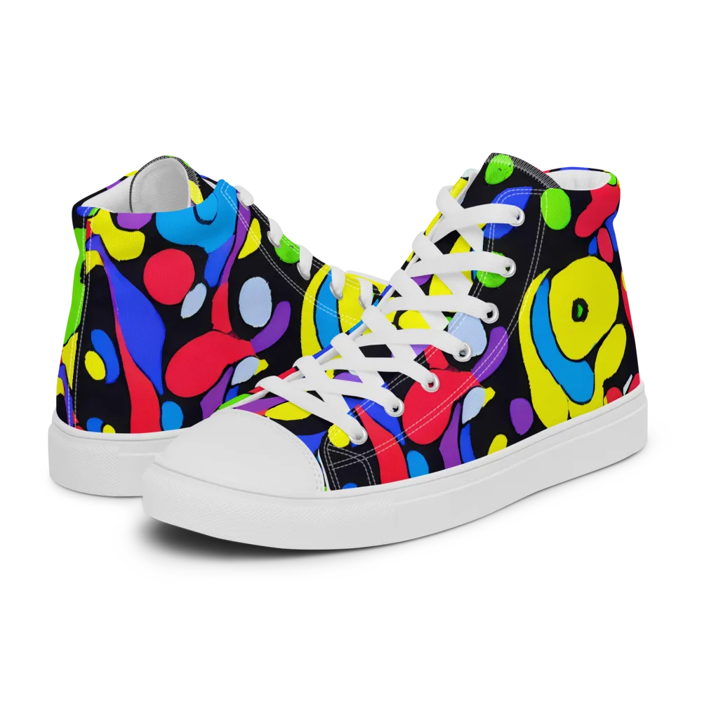 Miró's Mosaic on Men's High Top Canvas Shoes — Left
