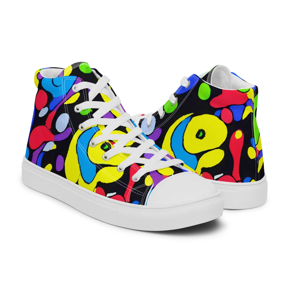 Miró's Mosaic on Men's High Top Canvas Shoes — Right