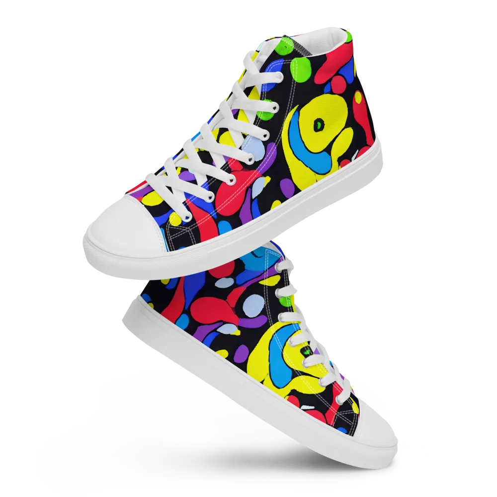 Miró's Mosaic on Men's High Top Canvas Shoes — Front