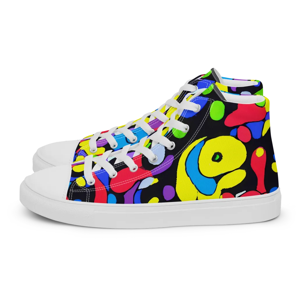 Miró's Mosaic on Women's High Top Canvas Shoes — Left