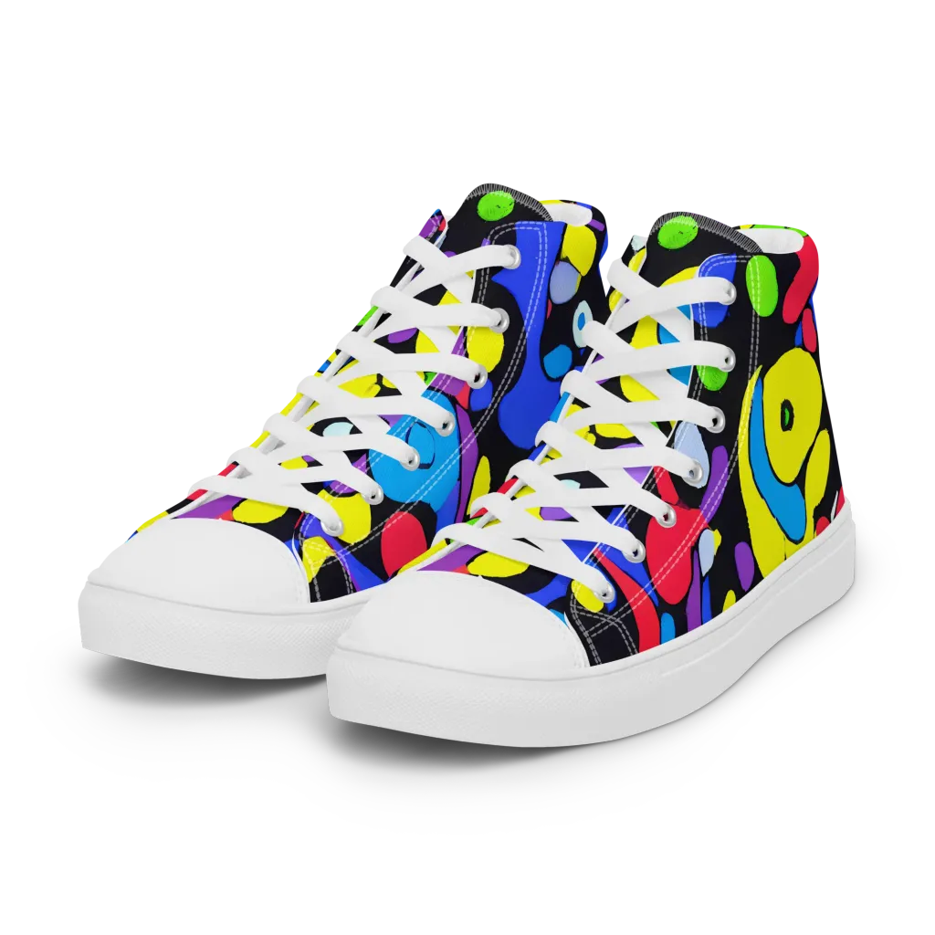 Miró's Mosaic on Women's High Top Canvas Shoes — Left Front