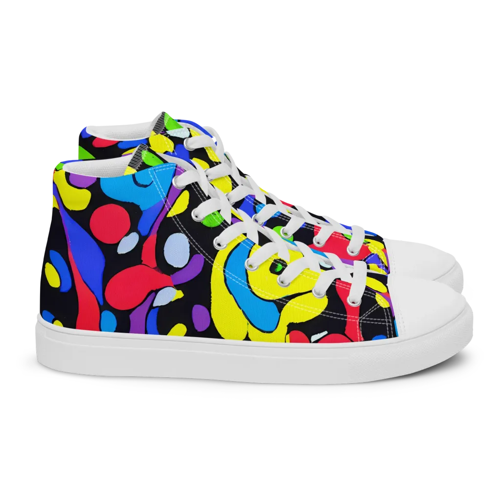 Miró's Mosaic on Women's High Top Canvas Shoes — Right