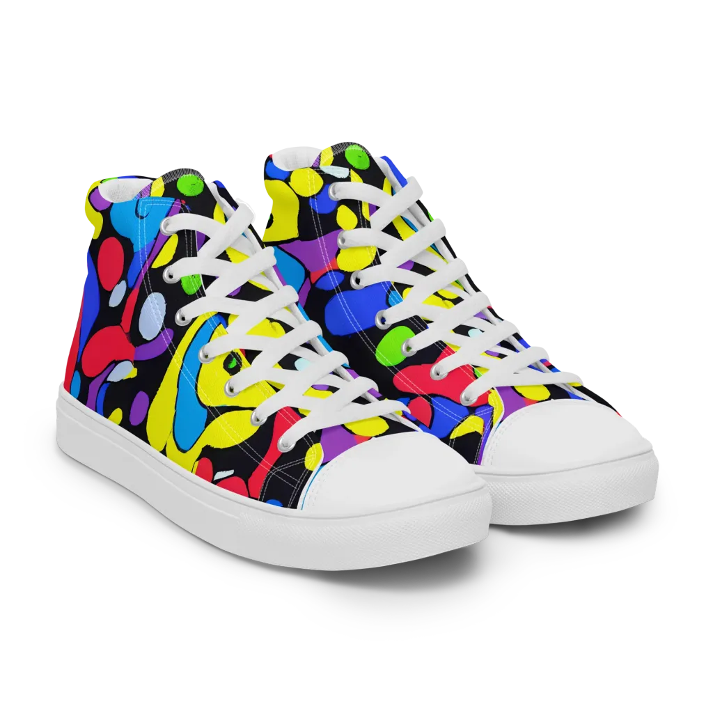 Miró's Mosaic on Women's High Top Canvas Shoes — Right Front