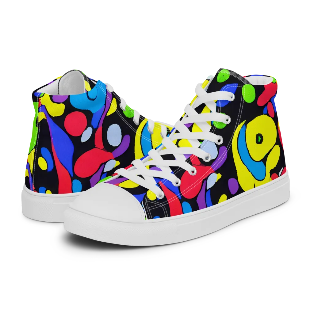 Miró's Mosaic on Women's High Top Canvas Shoes — Left
