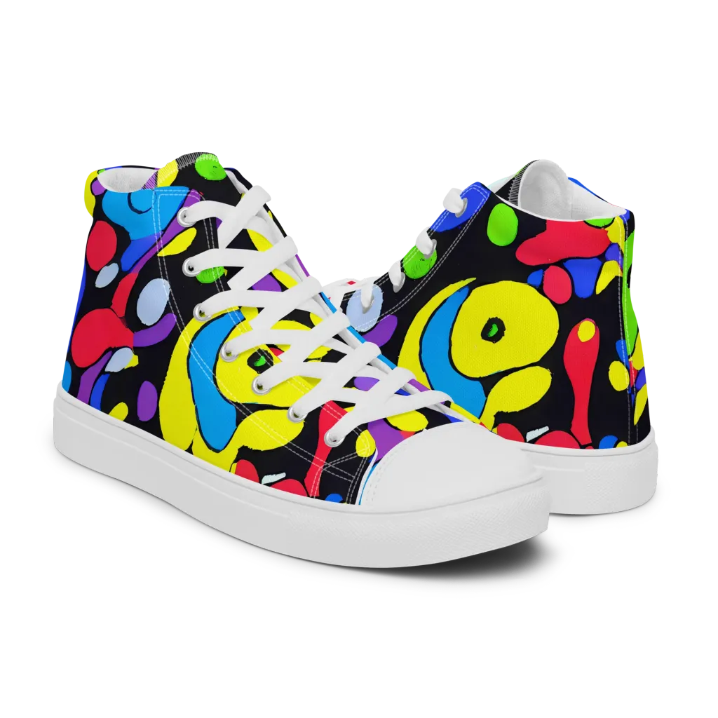 Miró's Mosaic on Women's High Top Canvas Shoes — Right