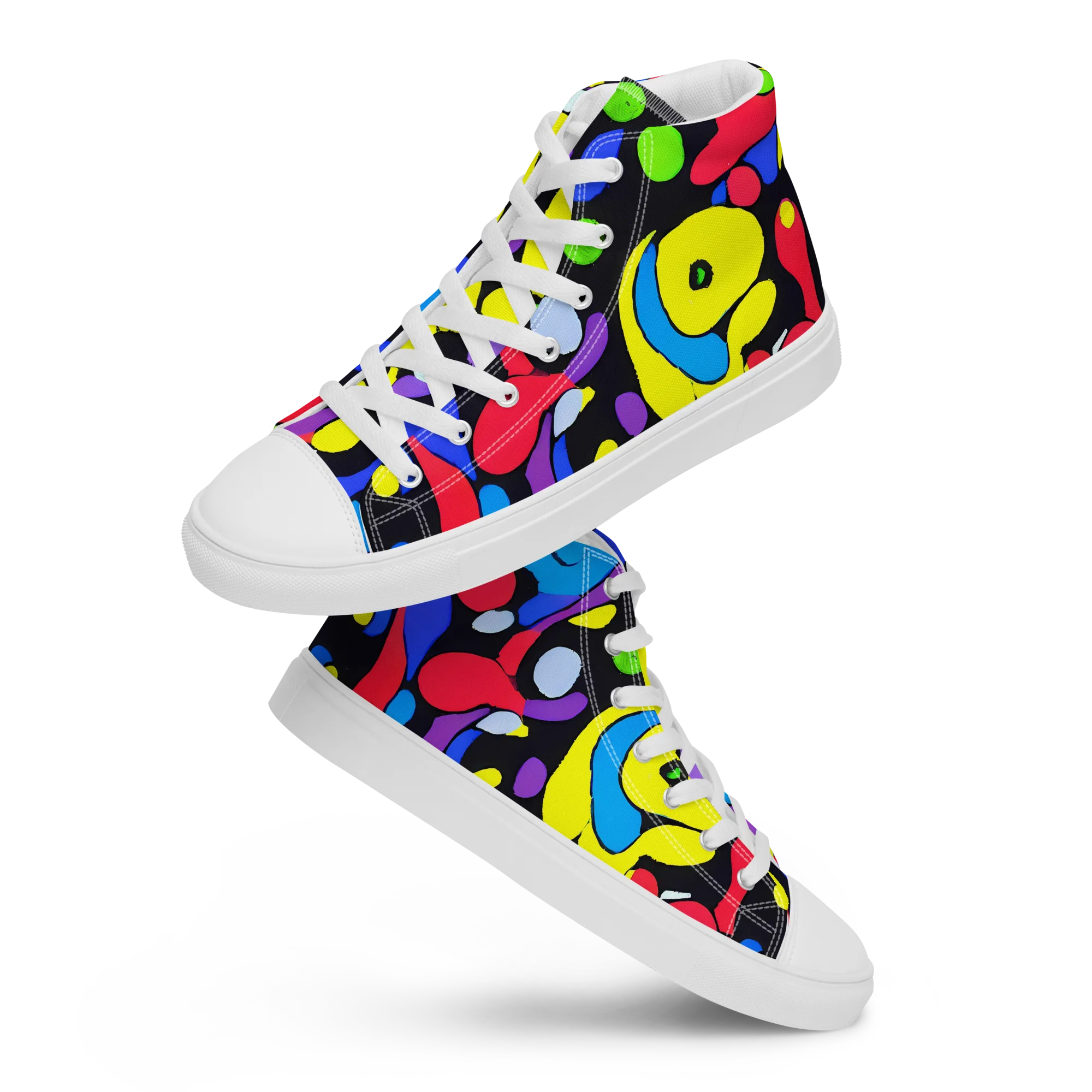 Miró's Mosaic on Women's High Top Canvas Shoes — Front