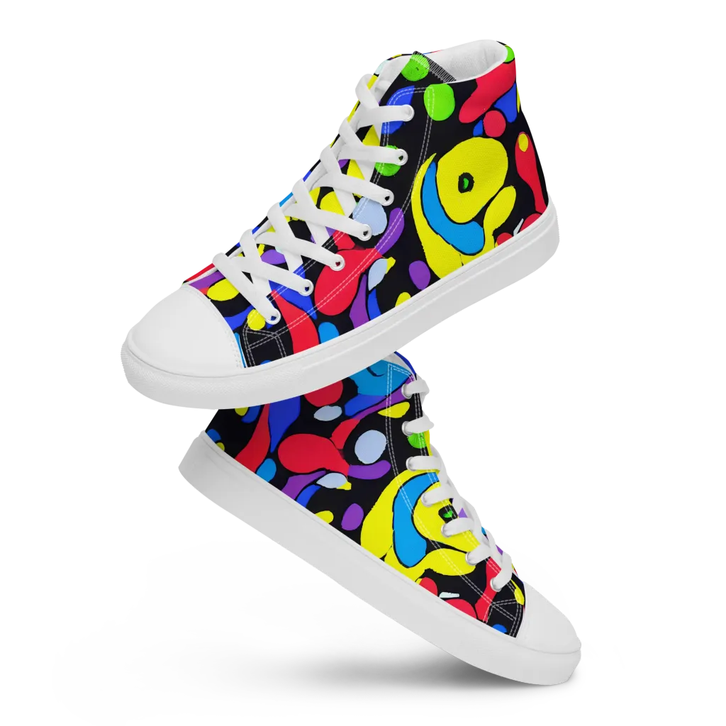 Miró's Mosaic on Women's High Top Canvas Shoes — Front