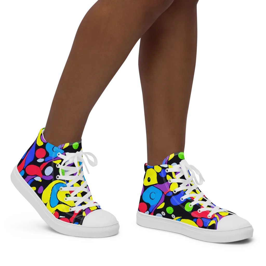 Miró's Mosaic on Women's High Top Canvas Shoes — Right