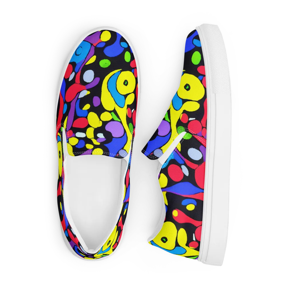 Miró's Mosaic on Men's Slip-On Canvas Shoes — Front