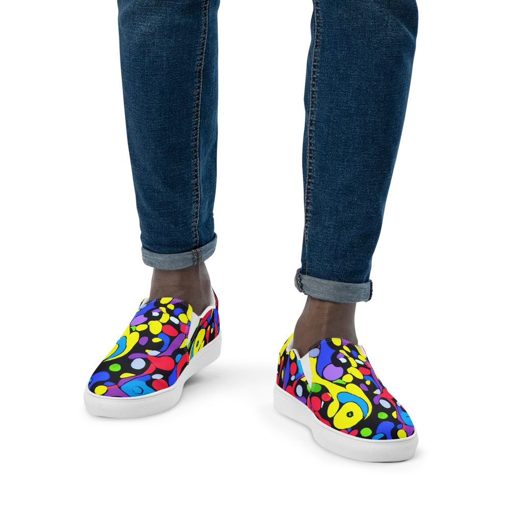 Miró's Mosaic on Men's Slip-On Canvas Shoes — Front