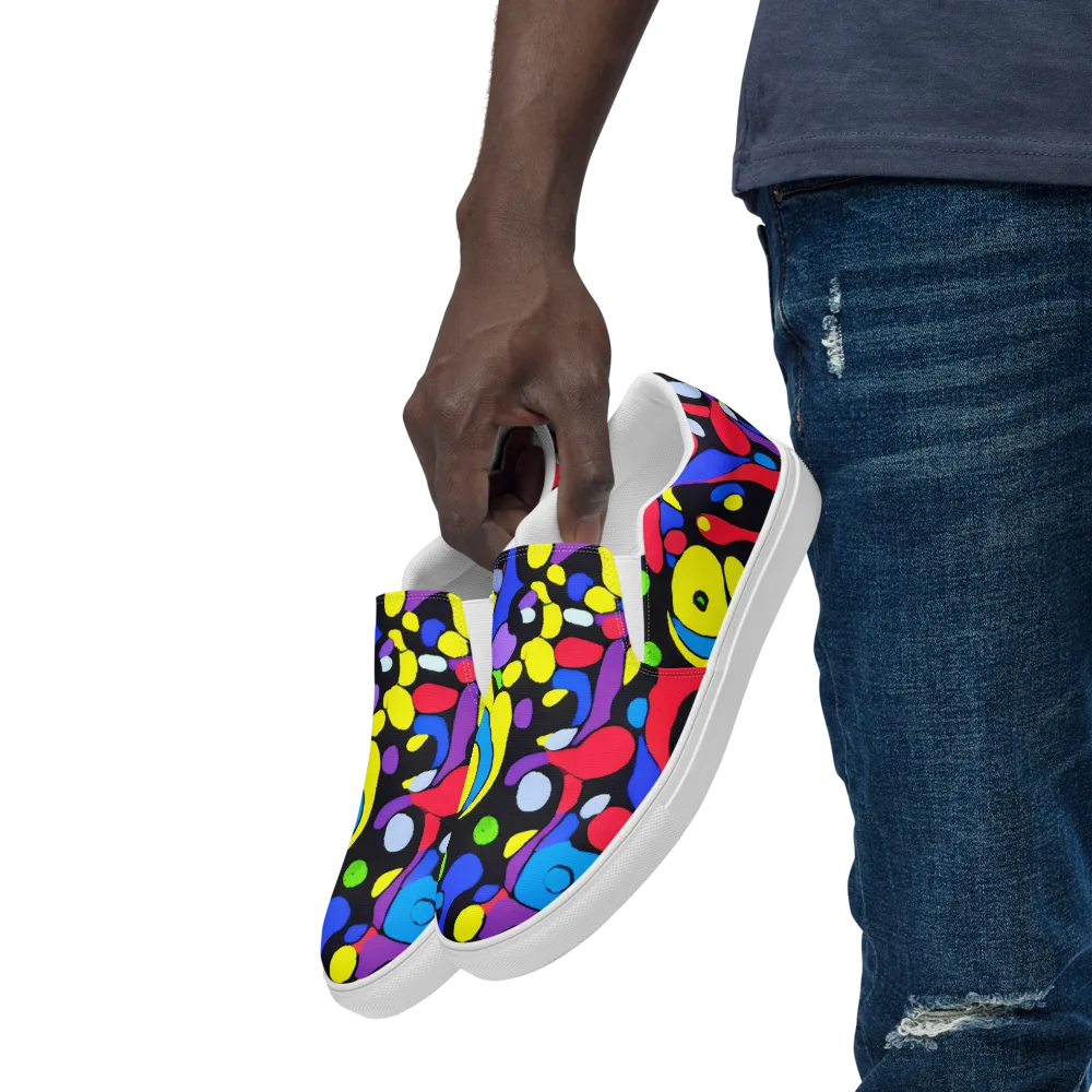 Miró's Mosaic on Men's Slip-On Canvas Shoes — Left Front