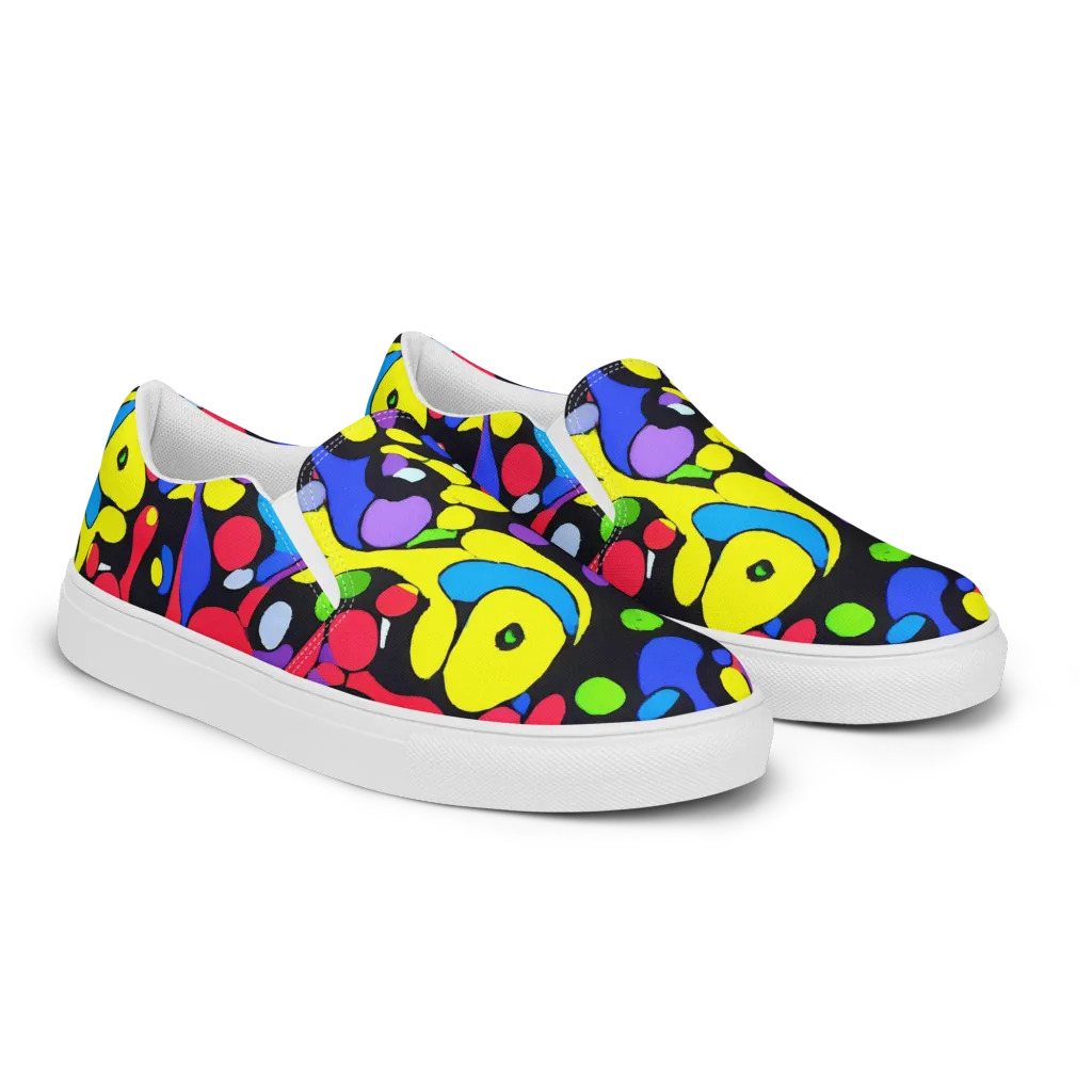 Miró's Mosaic on Women's Slip-On Canvas Shoes — Right Front