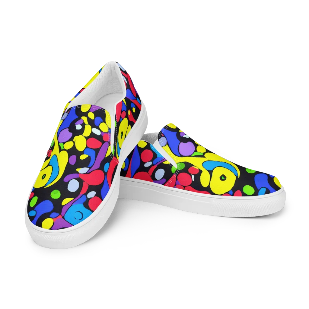 Miró's Mosaic on Women's Slip-On Canvas Shoes — Left Front
