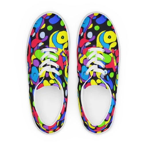 Miró's Mosaic on a Men's Lace-Up Canvas Shoes