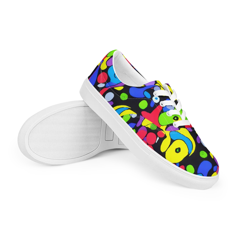 Miró's Mosaic on Men's Lace-Up Canvas Shoes — Right Front