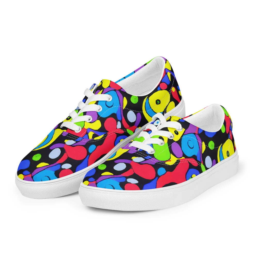 Miró's Mosaic on Men's Lace-Up Canvas Shoes — Left Front