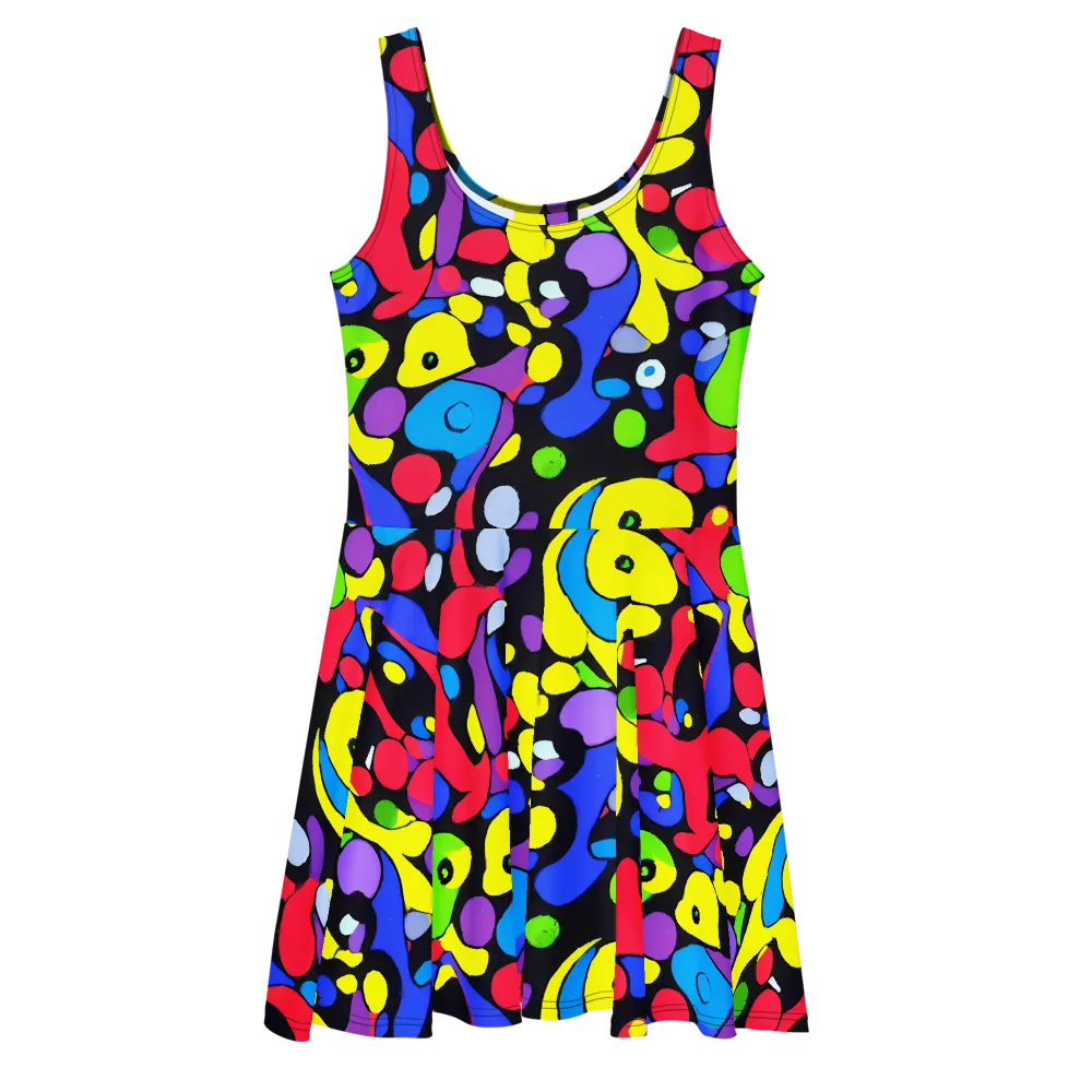 Miró's Mosaic on Skater Dress — Front