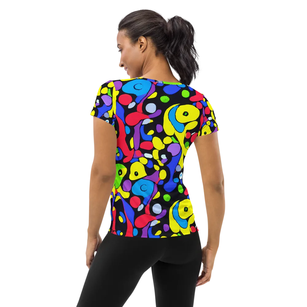 Miró's Mosaic on Women's Athletic T-Shirt — Back