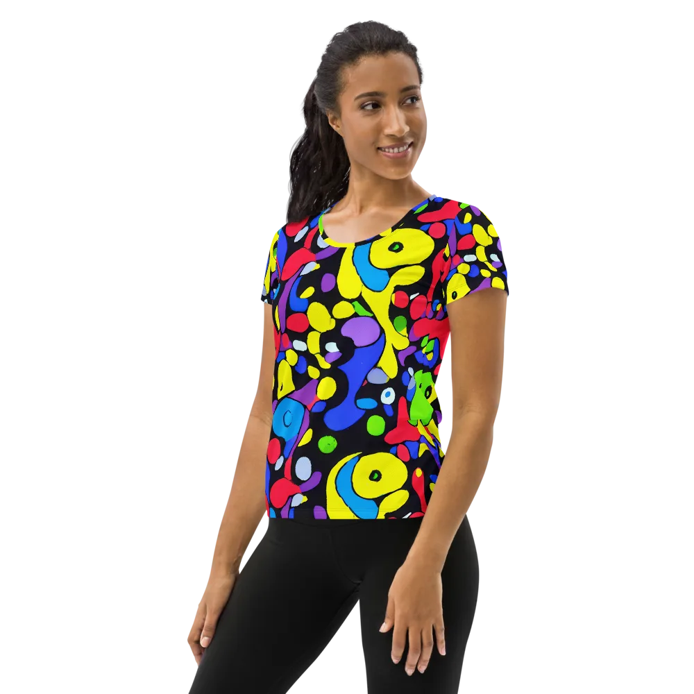 Miró's Mosaic on Women's Athletic T-Shirt — Left