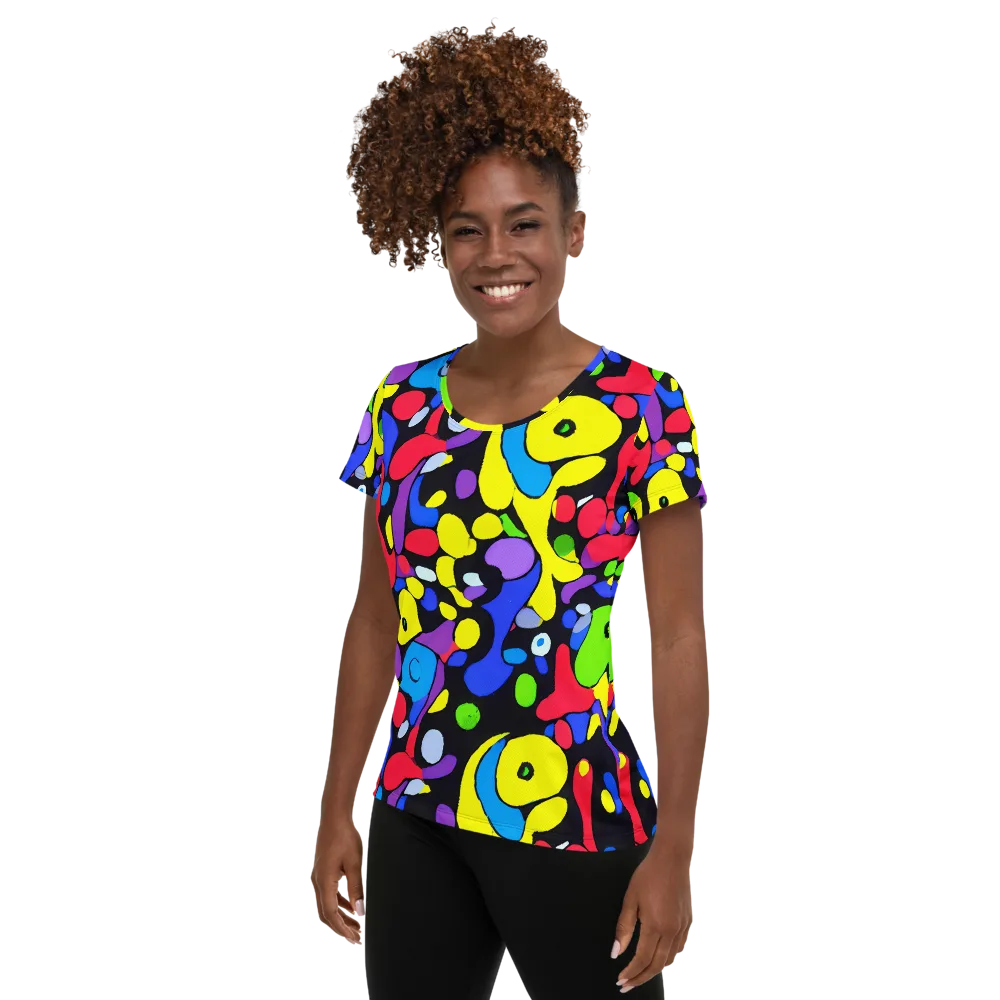 Miró's Mosaic on Women's Athletic T-Shirt — Left