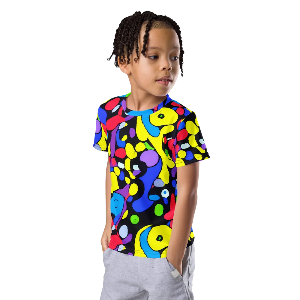 Miró's Mosaic on Kids Crew Neck T-Shirt — Left Front