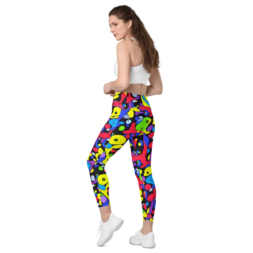 Miró's Mosaic on Leggings with Pockets — Left Back