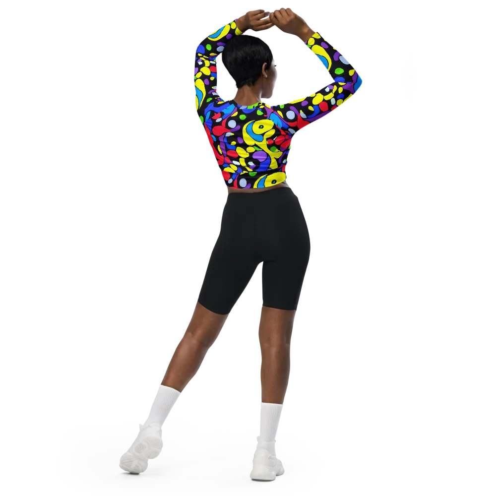 Miró's Mosaic on Long Sleeve Crop Top — Back