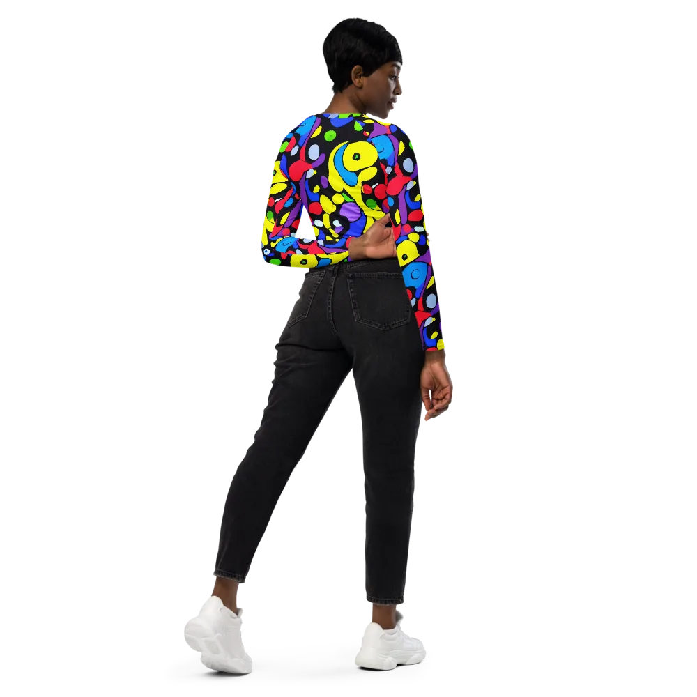 Miró's Mosaic on Long Sleeve Crop Top — Right Back