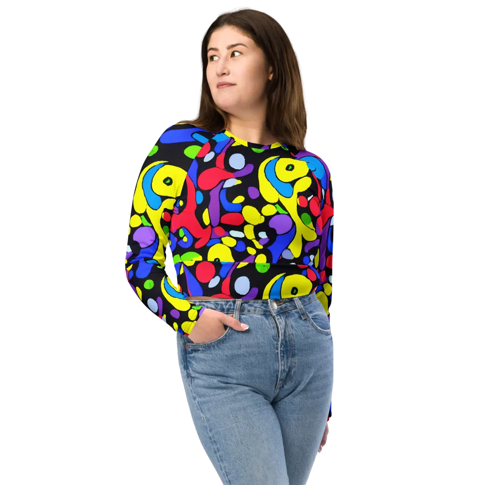 Miró's Mosaic on Long Sleeve Crop Top — Front