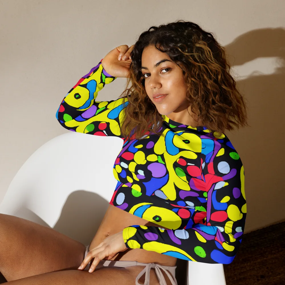 Miró's Mosaic on Long Sleeve Crop Top — Left Front