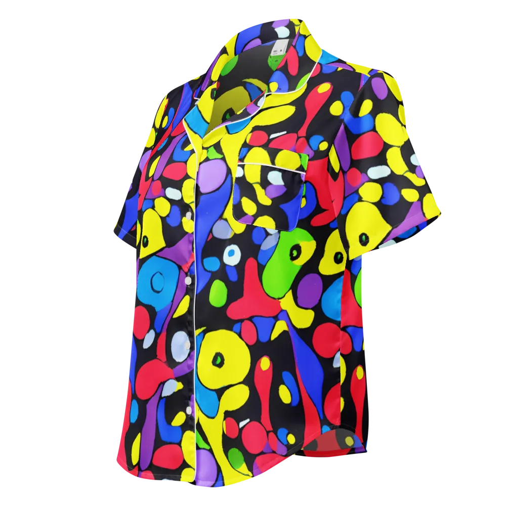 Miró's Mosaic on Women's Short Sleeve Pajama Top — Left Front