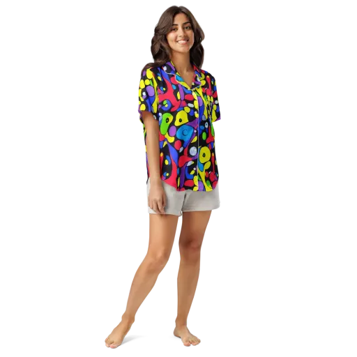 Miró's Mosaic on a Women's Short Sleeve Pajama Top