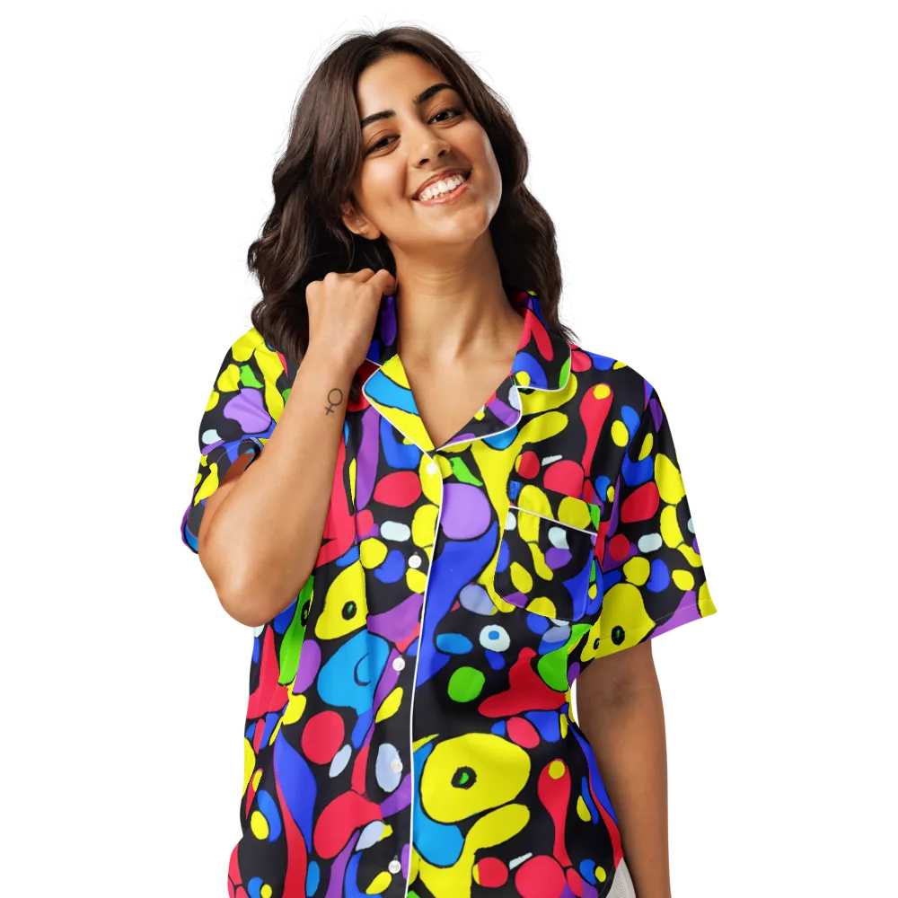 Miró's Mosaic on Women's Short Sleeve Pajama Top — Front