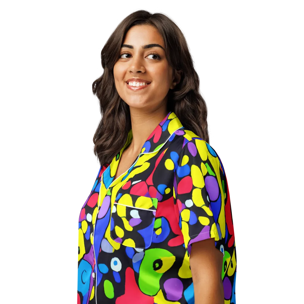 Miró's Mosaic on Women's Short Sleeve Pajama Top — Left Front
