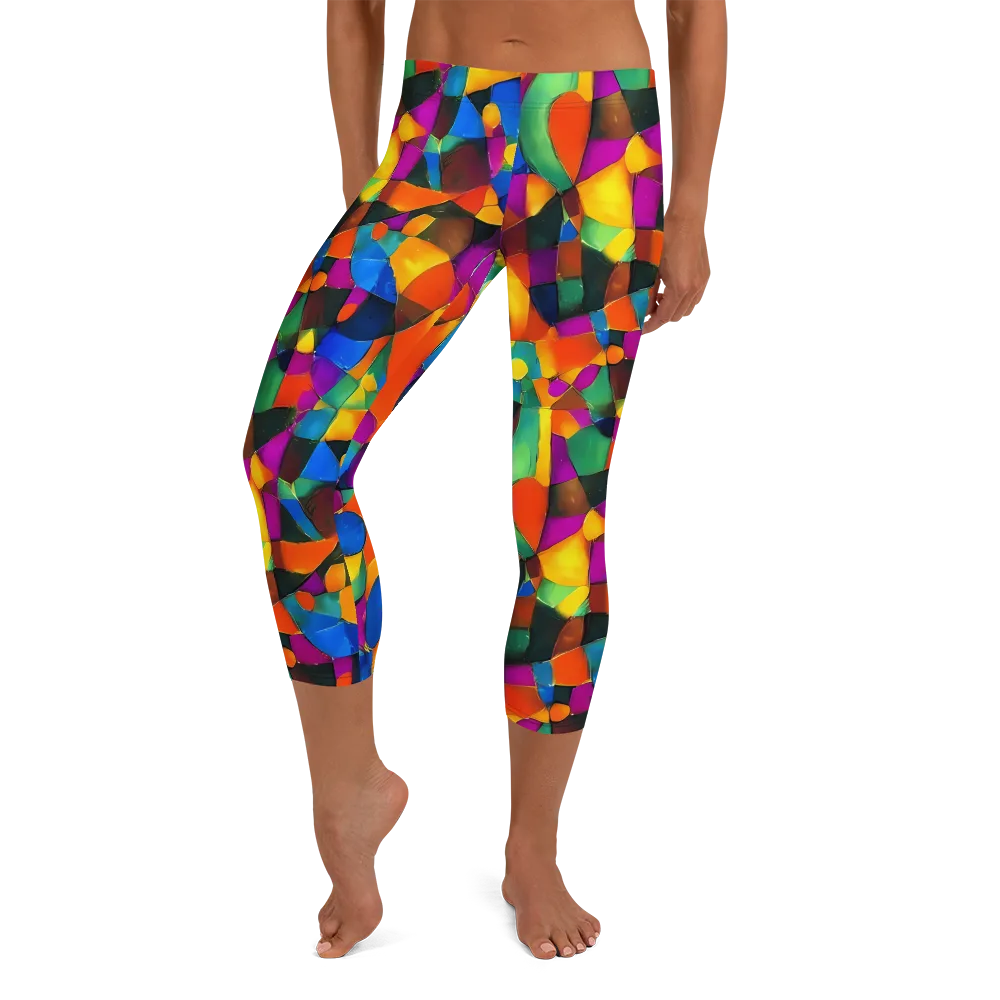 Galactic Jigsaw on Capri Leggings — Front