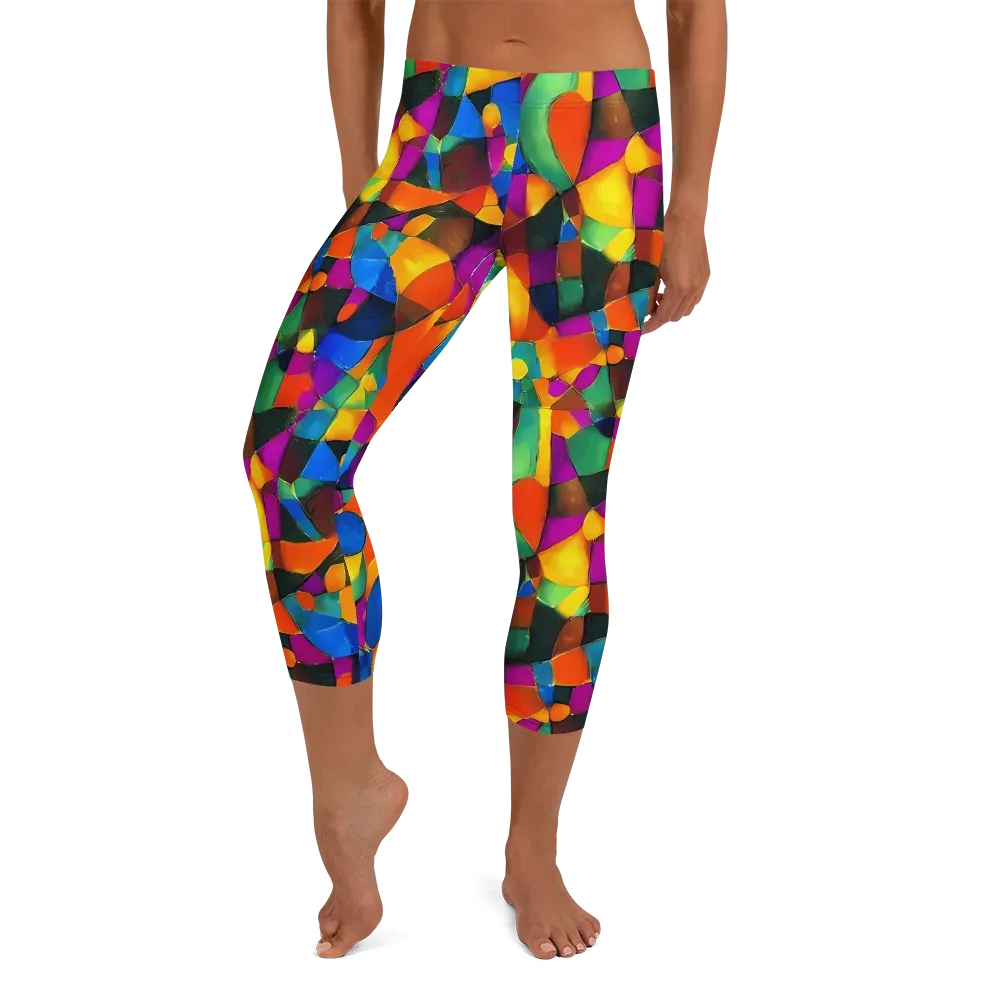 Galactic Jigsaw on Capri Leggings — Front