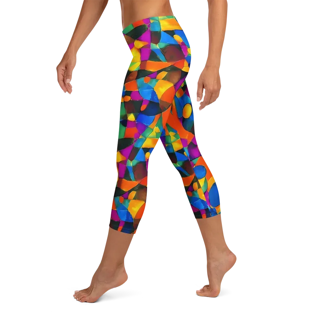 Galactic Jigsaw on Capri Leggings — Left