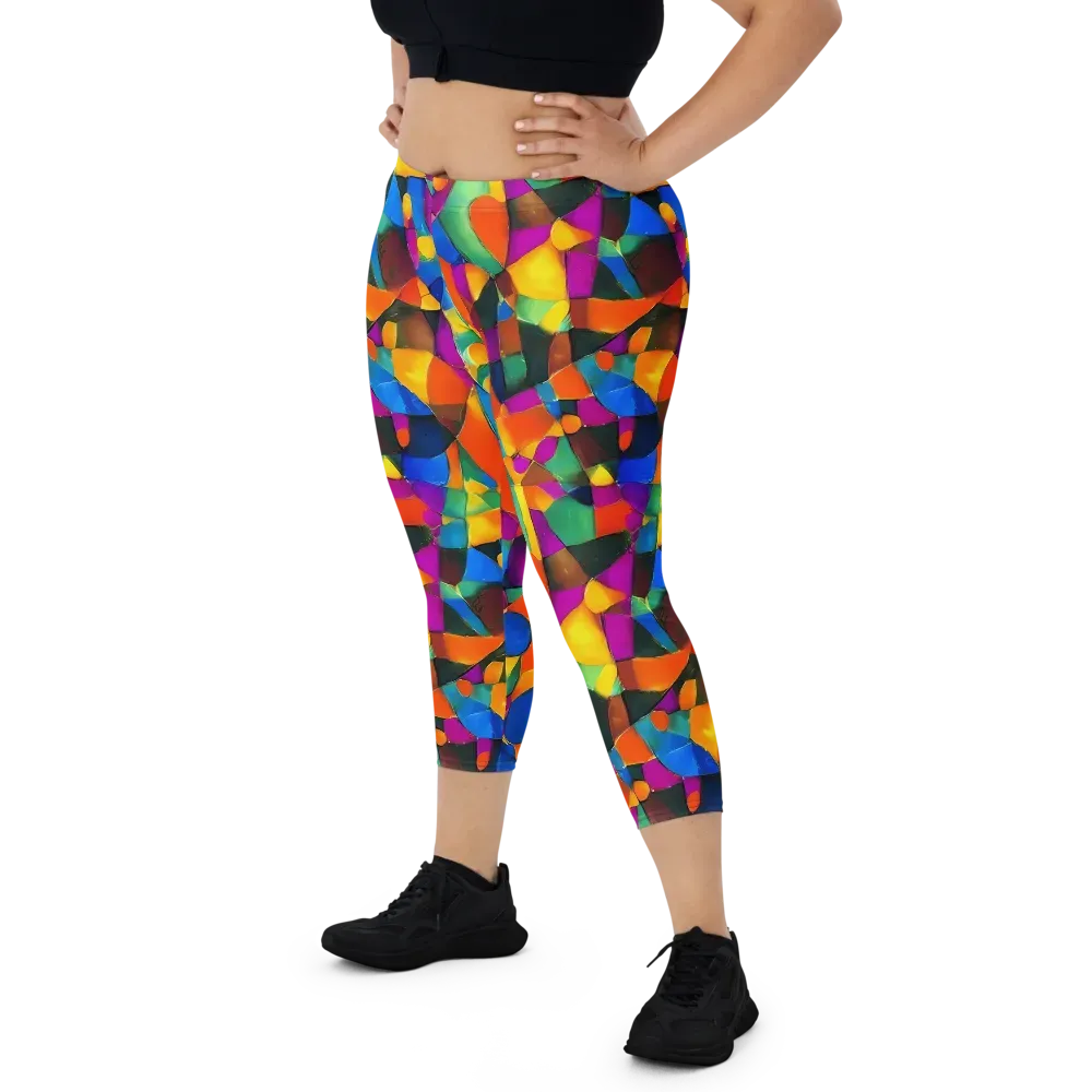 Galactic Jigsaw on Capri Leggings — Front