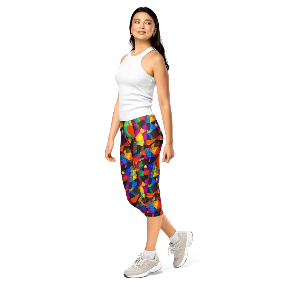 Galactic Jigsaw on Capri Leggings — Left Front