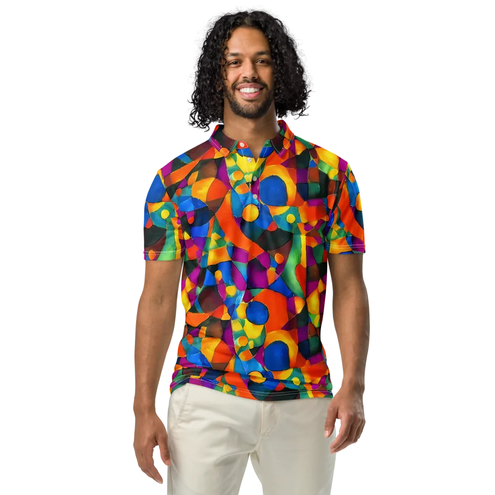 Galactic Jigsaw on Men's Slim Fit Polo Shirt — Front
