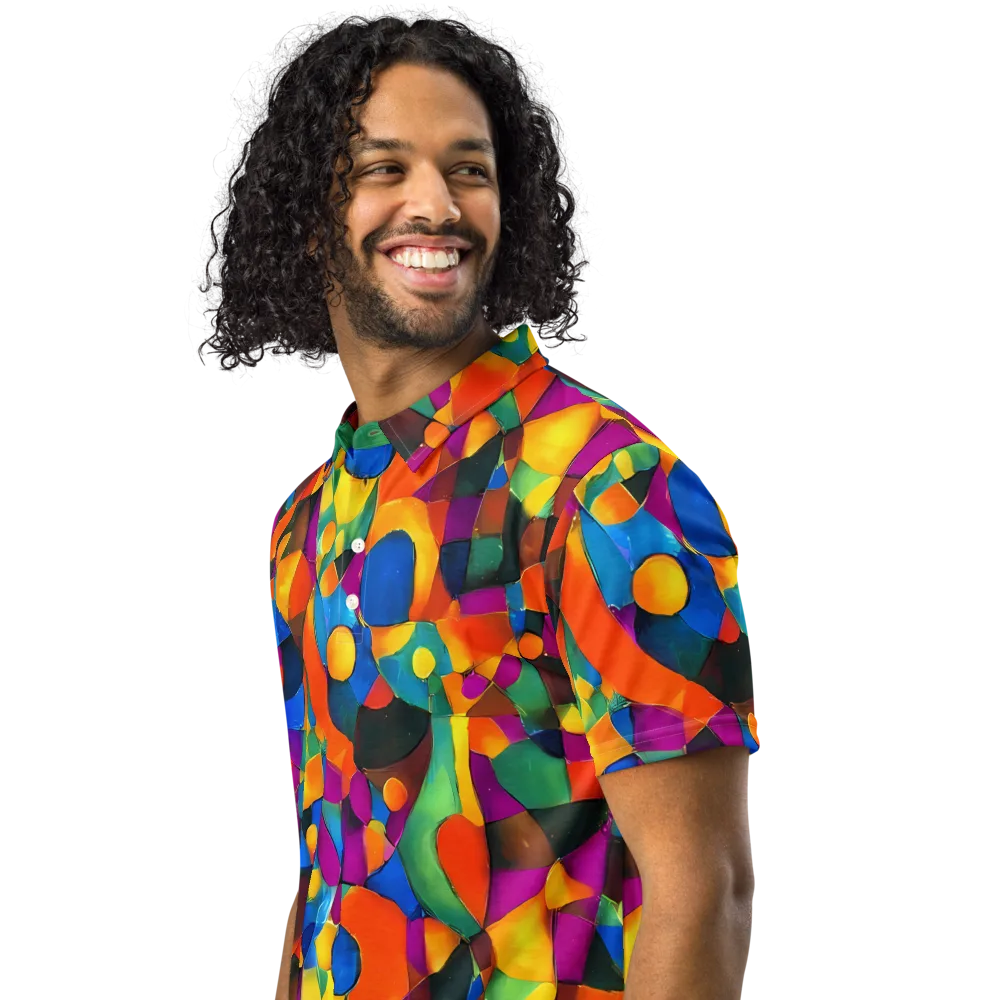 Galactic Jigsaw on Men's Slim Fit Polo Shirt — Left Front