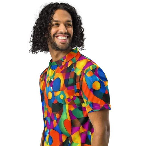 Galactic Jigsaw on a Men's Slim Fit Polo Shirt