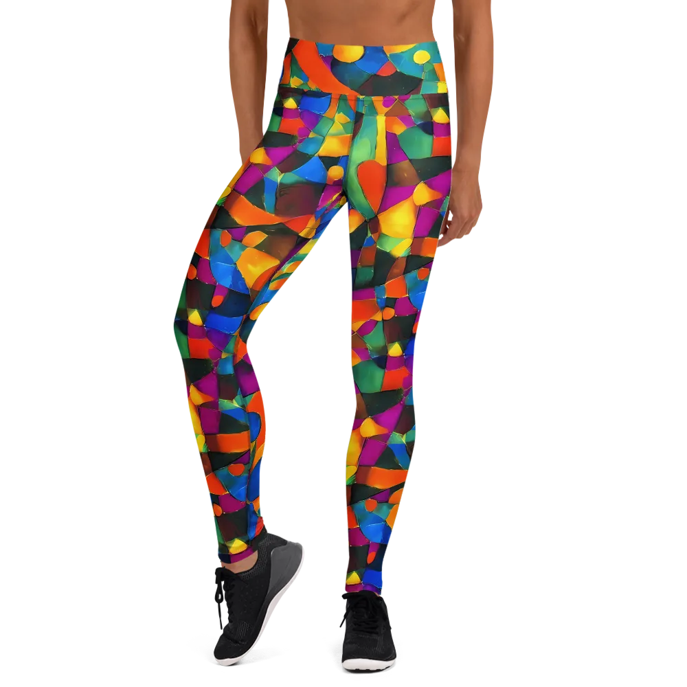Galactic Jigsaw on Yoga Leggings — Front