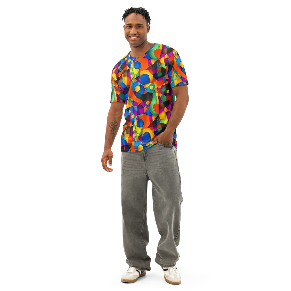 Galactic Jigsaw on Men's Cotton Crew Neck T-Shirt — Front