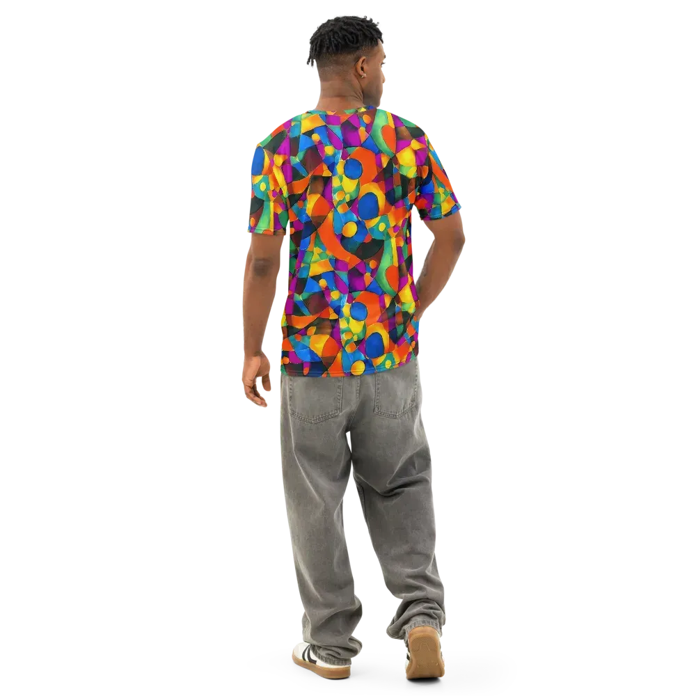 Galactic Jigsaw on Men's Cotton Crew Neck T-Shirt — Back