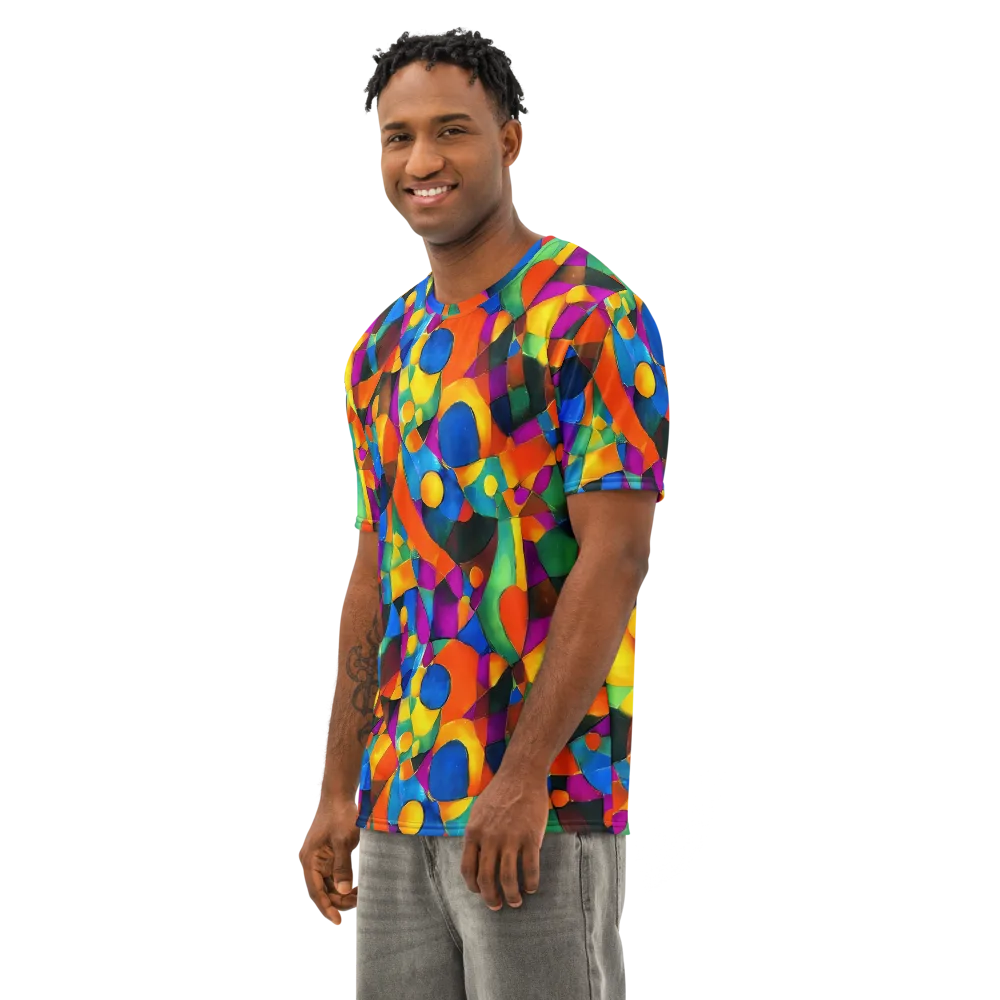 Galactic Jigsaw on Men's Cotton Crew Neck T-Shirt — Left Front
