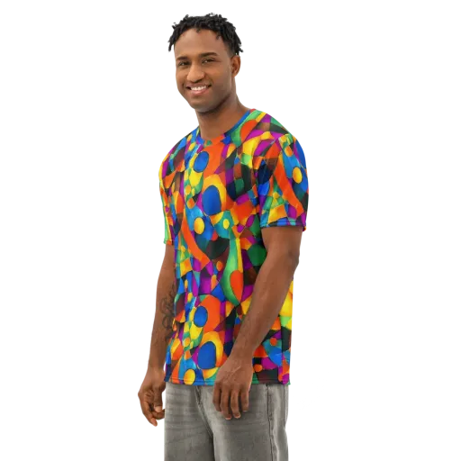Galactic Jigsaw on a Men's Cotton Crew Neck T-Shirt
